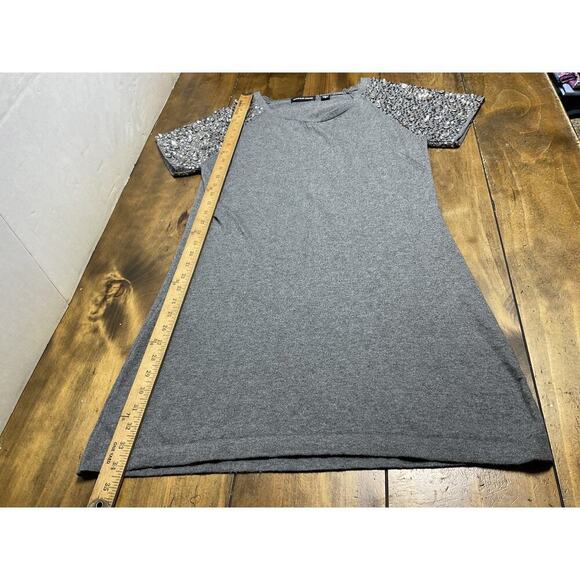 MICHAEL SIMON Gray Knit Sweater Dress Sequin Buttons Embellished Cashmere Blend - Picture 5 of 8